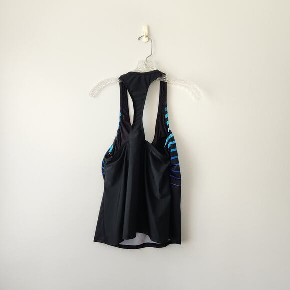 Maxine of Hollywood Tankini Swimsuit Top Women 14 Black Stripe Beach Cruise Boho - Picture 4 of 14